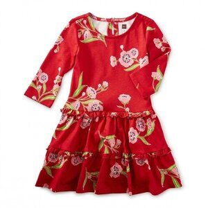 NWT Tea Collection Rowan Tiered Dress Red Size 2